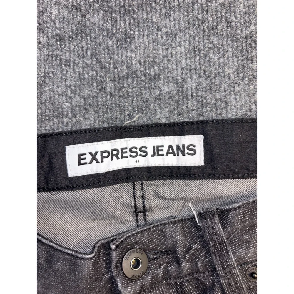 Express Rocco Jeans Men 36x32 Dark Gray Slim Fit Comfort Flat Front Straight Leg